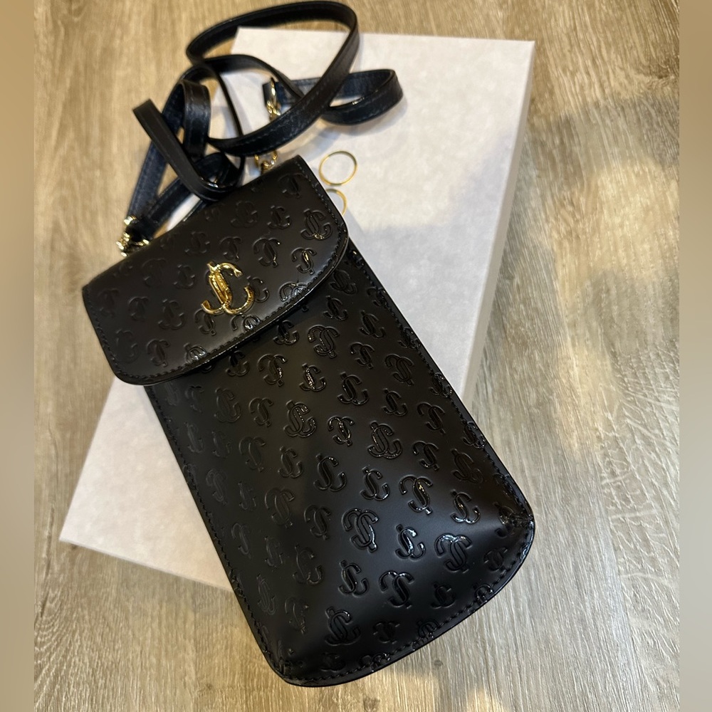 JIMMY CHOO VARENNE PHONE CASE IN BLACK